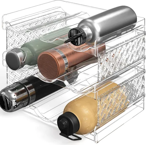Miniatura 11 de Simple Houseware Organizador apilable de almacenamiento de vasos para botellas de agua de 2 niveles, transparente