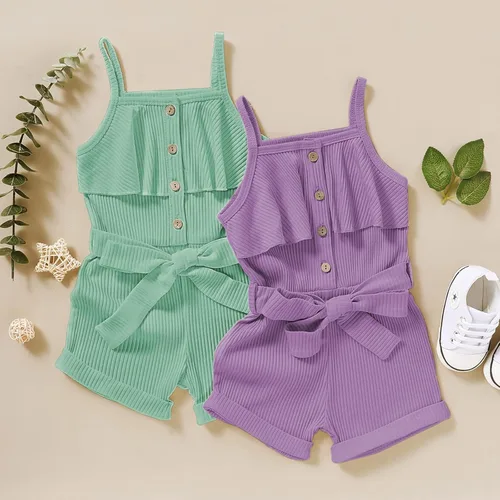 Miniatura 7 de Ropa de niña para bebé, ropa sin mangas, lindo halter mameluco de una sola pieza, conjunto de ropa de verano 1-5T