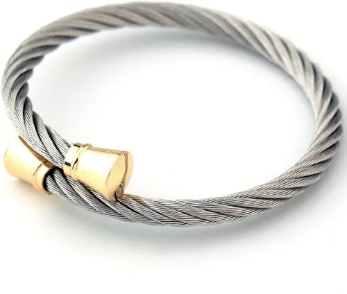Miniatura 4 de CHRAN Pulsera trenzada de acero inoxidable de plata 7.4