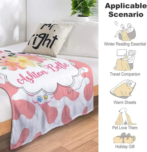 Miniatura 42 de Artsadd Manta de bebé personalizada para niños y niñas con nombre, manta personalizada con nombre de bebé con patrón de unicornio, manta