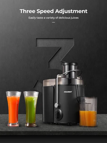 Miniatura 3 de Máquinas de exprimir, exprimidor HOUSNAT para frutas y verduras enteras con ajuste de 3 velocidades, versión mejorada con motor de 400 W