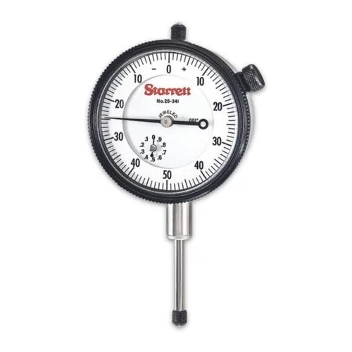 Miniatura 22 de Starrett Indicador de Cuadrante Serie 25 con Rodamientos de Rubí y Oreja en el Centro Posterior - Carátula Blanca, Rango de 0-.025", Cuadrante