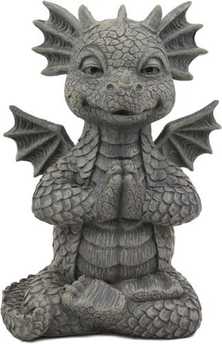 Ebros Gift Mini estatua de dragón Zen Meditación Yoga Namaste en piedra sintética acabado de resina de 5 pulgadas de alto, figura decorativa de