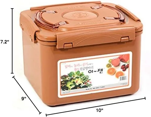 Miniatura 3 de e-jen Premium Kimchi, Sauerkraut - Contenedor para fermentación de probióticos con tapa de vacío interior, color Earthenware Brown, 1.9 galones/ 7.4