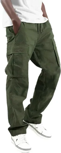Pantalones deportivos tipo cargo de forro polar pesado para hombre, cintura elástica, pantalones deportivos con cordón y bolsillos