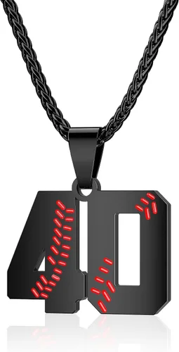 Miniatura 34 de Collar con número de béisbol para niños 00-99, collar con número de camiseta de béisbol de acero inoxidable, colgante personalizado, regalo