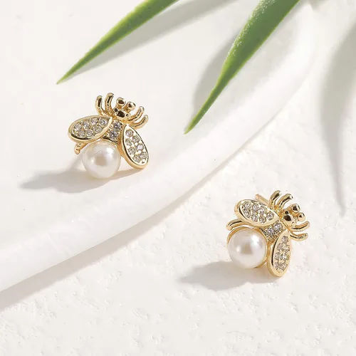 Miniatura 6 de Pendientes de tuerca de circonita S925 para mujer, aretes de perlas barrocas naturales, Latón, Perla