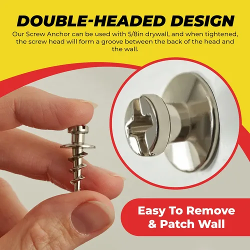 Miniatura 6 de Anclajes de pared de doble cabezal, ganchos para fotos, tornillos de gancho de oso resistentes con capacidad para hasta 30 libras. Tornillo