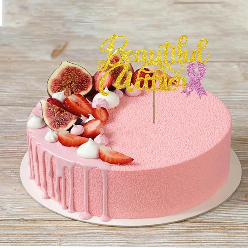 Miniatura 4 de Hermoso adorno para tartas de guerrero, decoración de pastel de conciencia sobre el cáncer de mama, letrero de cinta rosa para cáncer de mama