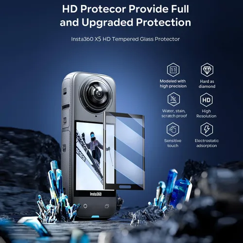 Miniatura 6 de Insta 360 X5 - Carcasa de aluminio de metal con doble abrazadera y tapa de lente de silicona, protector de pantalla para Insta360 X5 X 5, kit