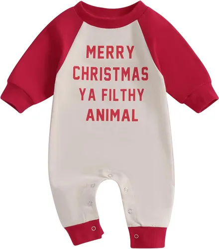 Miniatura 36 de FYBITBO Ropa de bebé niño niña Santa manga larga mono mameluco recién nacido primera Navidad traje de una pieza