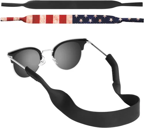 Miniatura 20 de MoKo Retenedor de lentes de neopreno (paquete de 2) de ajuste universal, retenedor de lentes de sol deportivos sin cola, correa de gafas de sol