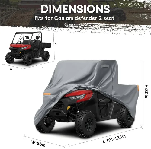 Miniatura 2 de Funda impermeable UTV compatible con Can-am Defender de 2 plazas, 6 capas para todo tipo de clima, con rejillas de ventilación, cremallera de puerta