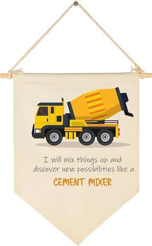 Miniatura 7 de Vehículo de construcción de transporte para pared, afirmaciones positivas para niños, decoración de bandera, regalo para bebés recién nacidos