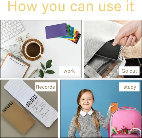 Miniatura 3 de KTOJOY Paquete de 8 cuadernos pequeños de bolsillo pequeños de 3 x 5 pulgadas en espiral con páginas forradas, cuaderno pequeño en espiral pequeño