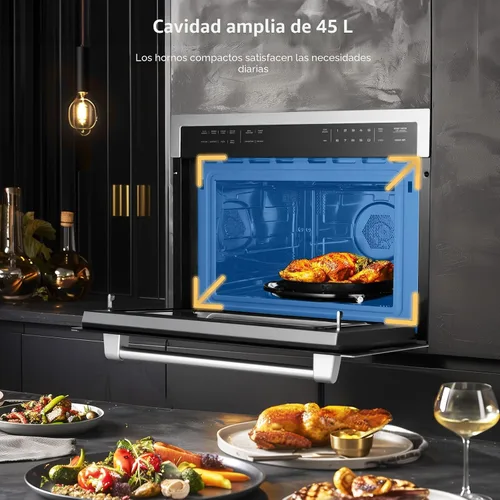 Miniatura 4 de AAOBOSI Horno de microondas de convección integrado de 24 pulgadas, hornos microondas de pared de 1,6 pies cúbicos con combos de freidora de aire