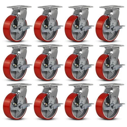 Miniatura 56 de Ruedas industriales de 4 x 2 pulgadas, ruedas resistentes, ruedas de poliuretano, capacidad de hasta 3200 libras. Uso para camión de plataforma