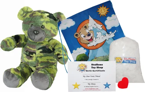 Miniatura 2 de GI camuflaje Bear 16" Make Your Own Animal- no Sew – Kit de peluche con lindo mochila.