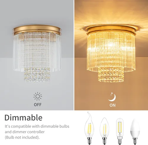 Miniatura 2 de LumFurn D12inch Modern Crystal Ceiling Light, 3-Light Chic Flushmount Close to Ceiling Light Fixture for Kitchen, Hallway & Bedroom, D12 x H12in