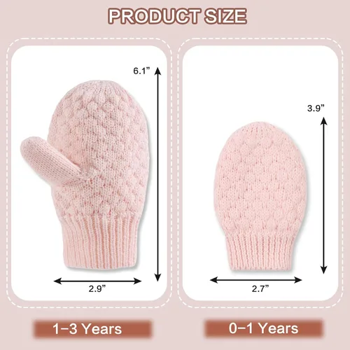 Miniatura 36 de Guantes de punto para bebés, niños y niñas, guantes de invierno para recién nacidos, guantes de 0 a 3 años