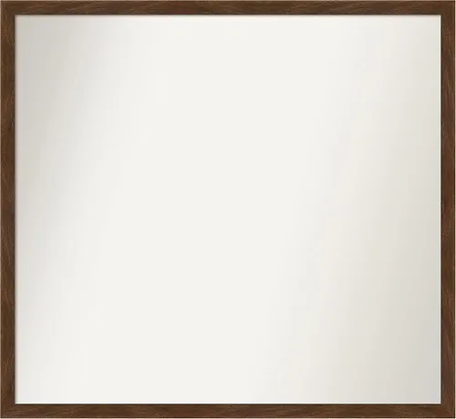 Amanti Art Espejo de pared personalizado no biselado (23 x 25 pulgadas), marco estrecho marrón Carlisle, varios tamaños personalizados, espejo de