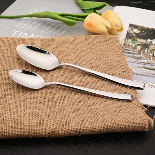 Miniatura 6 de Cucharas de cena de acero inoxidable 18/10, cucharas plateadas para comer sopa, cereales, cuchara de comida para uso diario