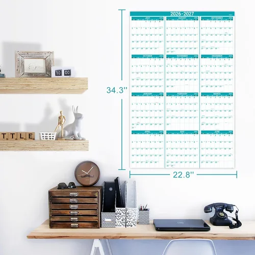 Miniatura 7 de Calendario anual de pared 2024, de una página, para organizar, con fecha juliana de enero a diciembre, papel grueso prémium, disposición vertical