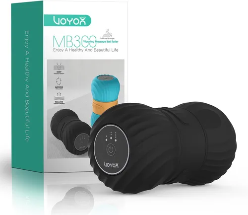 Rodillo vibratorio de bola de masaje de maní, bola de masaje eléctrica de doble lacrosse con 4 intensidades para aliviar el dolor muscular, masaje