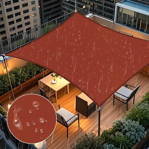 Artpuch - Toldo tipo vela impermeable, rectangular de 10 x 13 pies, color rojo óxido, resistente a los rayos UV, toldo para lluvia, bordes curvos,