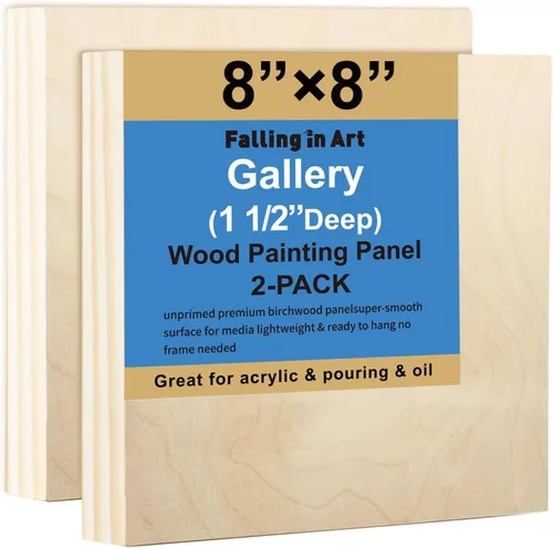 Miniatura 11 de Falling in Art Paquete de 2 paneles de lienzo de madera sin terminar, kit de paneles de madera de abedul de galería de 20 x 20 pulgadas, tablas
