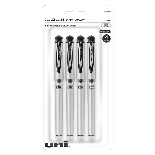 Miniatura 5 de uni-ball Paquete de 12 bolígrafos de gel retráctiles negros con puntos gruesos, 207 bolígrafos Signo Click son a prueba de fraude y los mejores