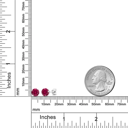 Miniatura 45 de Gem Stone King Aretes redondos de plata de ley 925 con piedra natal de 0.236 in para mujer