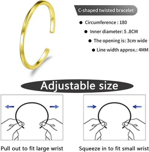 Miniatura 2 de HX SHARE Cuff Bracelets for Women 316 Stainless Steel Bracelet for Women Gold-Silver-Rose Gold Gifts for Girls and Women