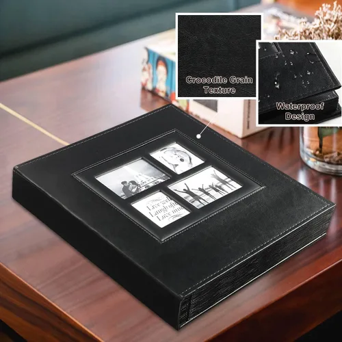 Miniatura 3 de Ywlake - Álbum de fotos de 4 x 6 pulgadas con 500 bolsillos, capacidad extragrande, para fotos familiares o de boda, capacidad para 500 fotos Negro