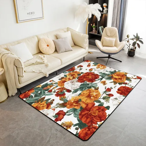 Miniatura 10 de jejeloiu Groovy Flower Area Rug 5x7 Polyester Retro Floral Boho Living Room Rugs 70S Hippie Groovy Flowers Bohemian Decor Carpet Psychedelic Floral