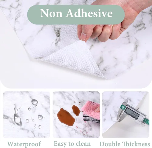 Miniatura 2 de Lámina para revestir estantes y cajones de cocina y baño, impermeable, antideslizante, sin adhesivo, fácil de limpiar, incluye cuchillo y cinta
