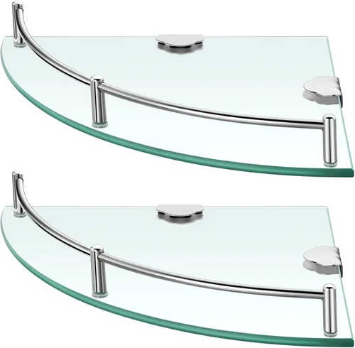 Miniatura 8 de Crowye 2 Piezas Estante Esquinero de Ducha de 2 Niveles Estante Esquinero de Vidrio Acero Inoxidable Montado en la Pared Organizador de Baño