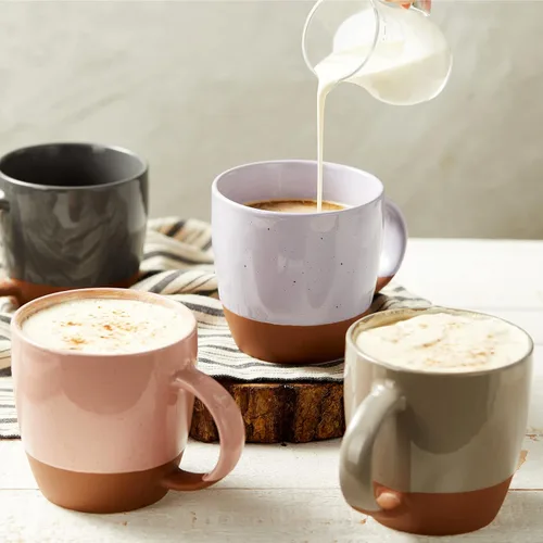 Miniatura 4 de Juego de 6 tazas de café de cerámica en color Morandi (grandes), tazas de café de 18 oz con asa, taza de café con leche, taza grande para mujeres