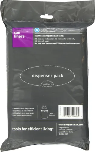 Miniatura 2 de simplehuman Forro para bote de basura de ajuste personalizado, 45 litros/12 galones, 20 unidades (paquete de 2)