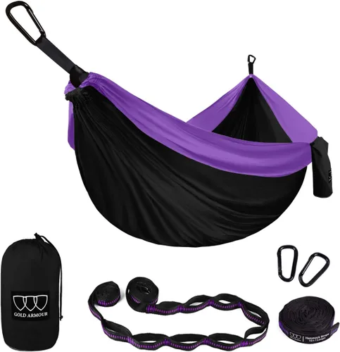 Miniatura 15 de Gold Armour Hamaca de camping – Hamaca doble XL, hamaca portátil, accesorios de camping, equipo para exteriores e interiores con correas de árbol