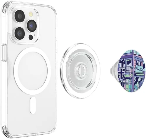 Miniatura 3 de Pink Purple Blue Synthwave PopSockets PopGrip: agarre intercambiable para teléfonos y tabletas PopSockets MagSafe PopGrip para iPhone