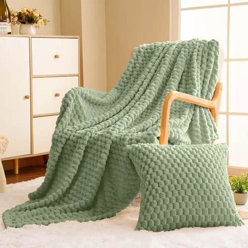 Miniatura 41 de Vessia - Manta de forro polar de franela (50x70 pulgadas), manta 3D de jacquard negra, esponjosa y cálida para sofá, sillón, cama, silla, 300GSM