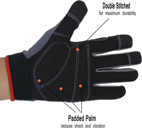 Miniatura 2 de HANDLANDY Guantes de trabajo para hombre y mujer, guantes de trabajo de mecánicos de uso general con pantalla táctil, guantes de trabajo flexibles