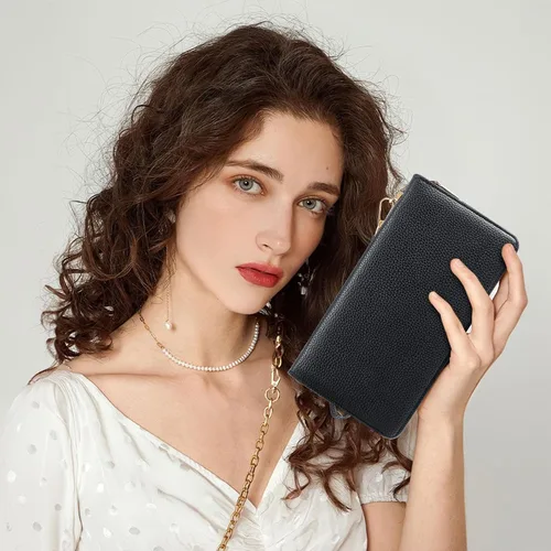 Miniatura 6 de Chelmon - Monedero para mujer de cuero genuino con bloqueo de señal RFID, para tarjetas de crédito