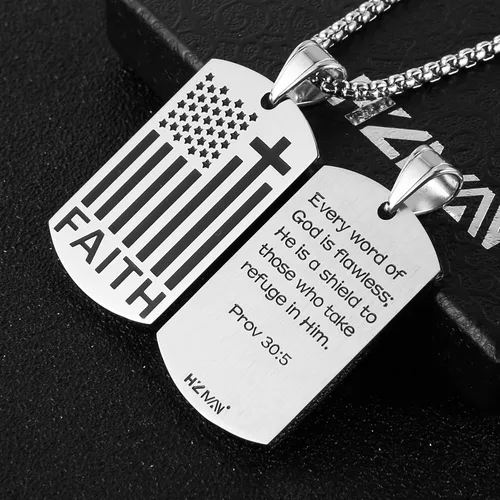 Miniatura 2 de HZMAN Collar con colgante de cruz patriótica con bandera estadounidense, joyería religiosa