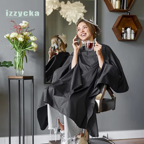 Miniatura 6 de izzycka Capa de Barbero Profesional con Sisas - Manos Libres Multiusos 64"x56" Grandes Capas de Salón Impermeables para Estilistas - Capa de Nailon