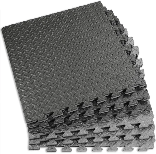 Miniatura 7 de Xspec Azulejos de espuma EVA reversible de 1 pulgada extra gruesa de 48 pies cuadrados (24 x 24 pulgadas), patrón de acero, 12 piezas, negro y gris