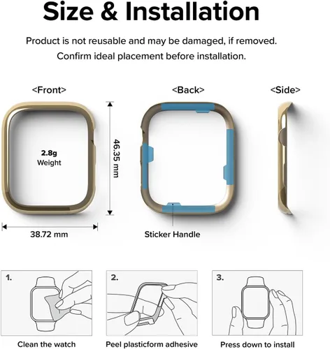 Miniatura 8 de Ringke Estilo de bisel [elegante marco de acero inoxidable] compatible con Apple Watch Series 9, 8, 7 (1.772 pulgadas), protector antiarañazos, Oro
