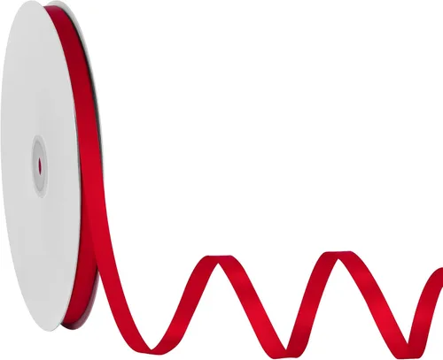 LIUYAXI Cinta de satén roja de doble cara de 3/8 pulgadas x 50 yardas, cintas perfectas para manualidades, envoltura de regalos, fabricación de Rojo
