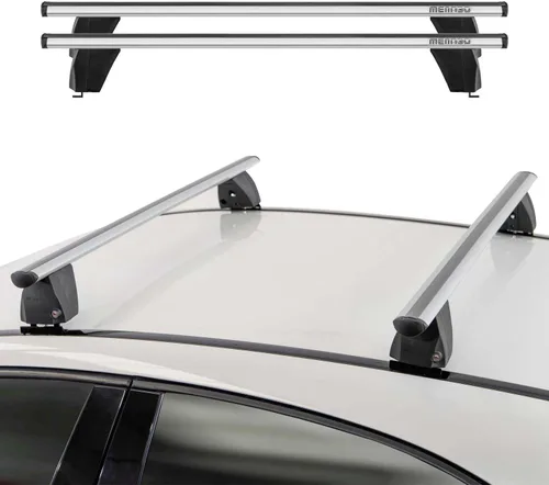 Miniatura 15 de OMAC Barras transversales de techo de punto fijo Mercedes Clase C Sedan 2015 a 2023, portaequipajes, 165 libras, aluminio, 2 piezas, color plateado